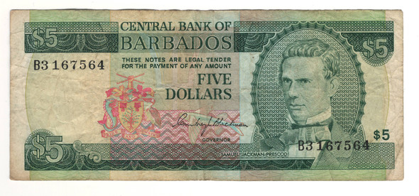  Barbados: 1973 5 Dollars 