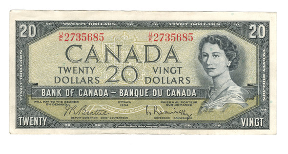 Canada: 1954 $20  Bank Of Canada Banknote BC-41b U/E