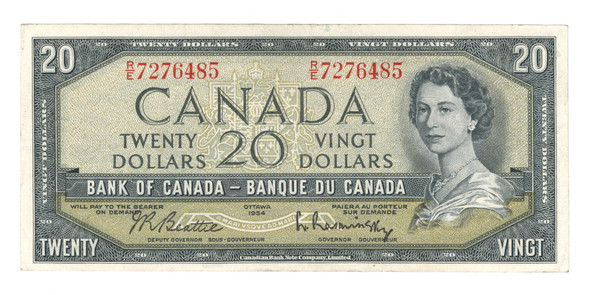 Canada: 1954 $20  Bank Of Canada Banknote BC-41b R/E