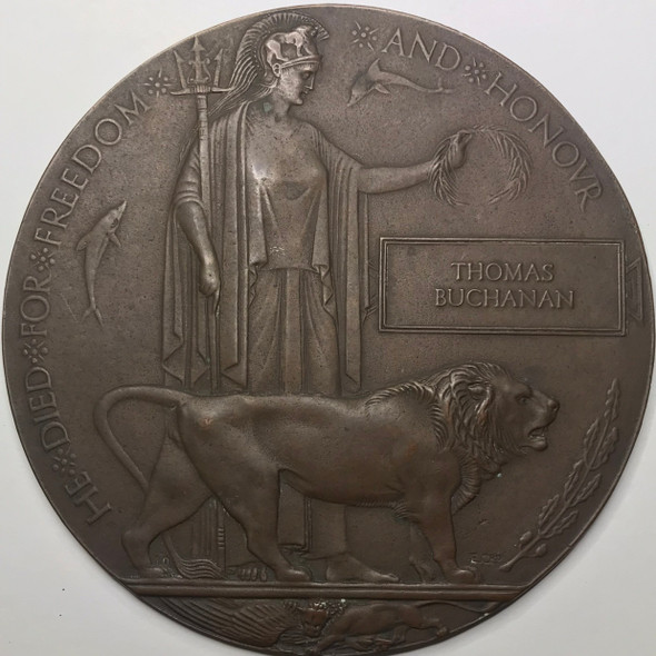 Great Britain: WWI Death Penny / Memorial Plaque to Thomas Buchanan