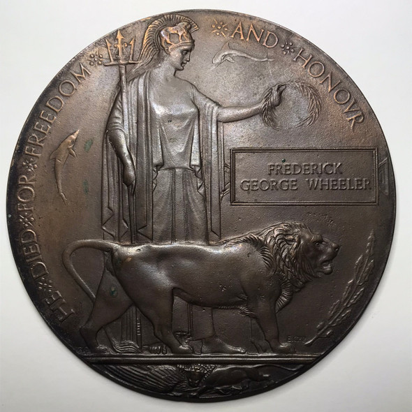 Great Britain: WWI Death Penny / Memorial Plaque to Frederick George Wheeler