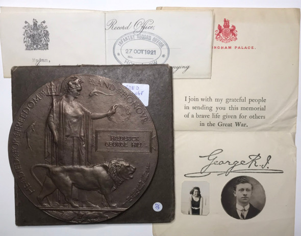 Great Britain: WWI Death Penny / Memorial Plaque to Frederick George Hill