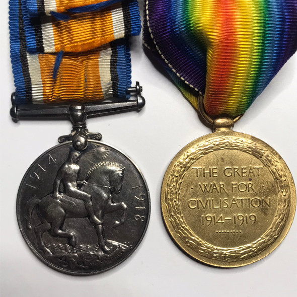 WWI Medal Pair Awarded to 129218 GNR. F. THRUSTLE. R.A.