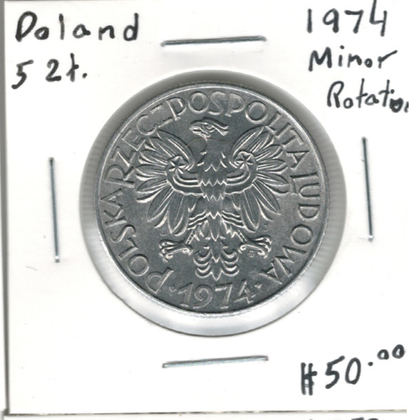 Poland: 1974 5 Zlotych with Minor Rotation