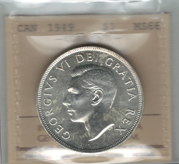 Canada: 1949 Silver  Dollar  ICCS  MS66