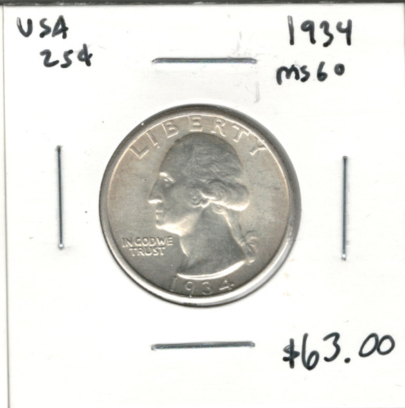 United States: 1934 25 Cent MS60