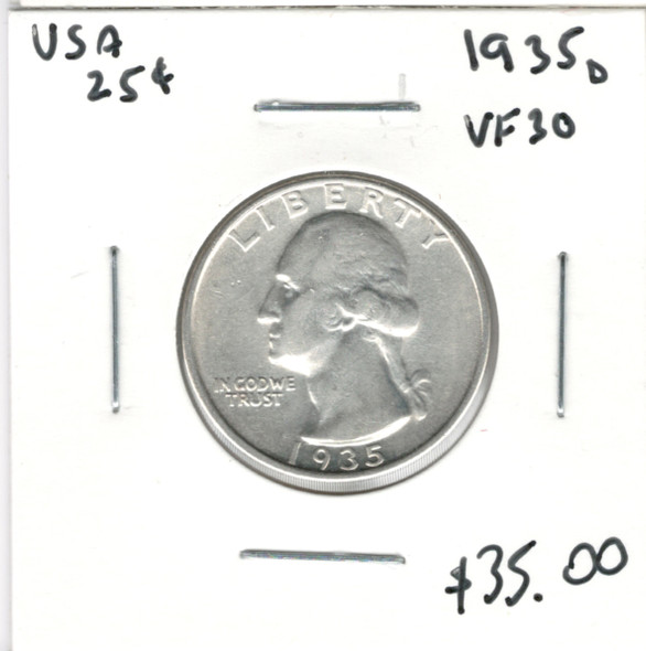 United States: 1935D 25 Cent VF30
