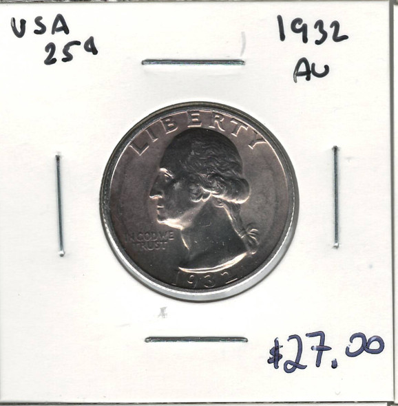 United States: 1932 25 Cent AU50