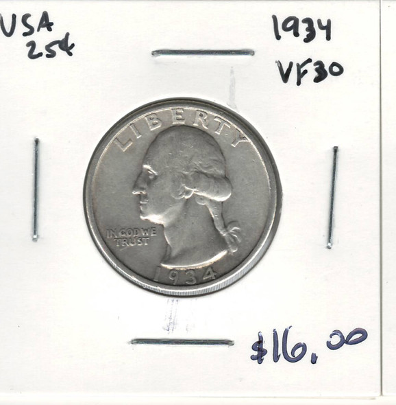 United States: 1934 25 Cent VF30