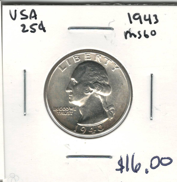 United States: 1943 25 Cent MS60