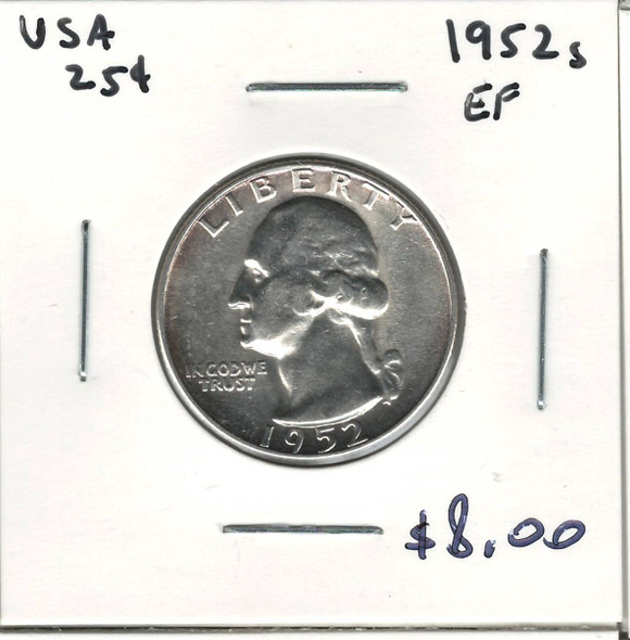 United States: 1952S 25 Cent EF40