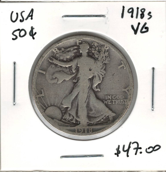 United States: 1918S 50 Cent VG8