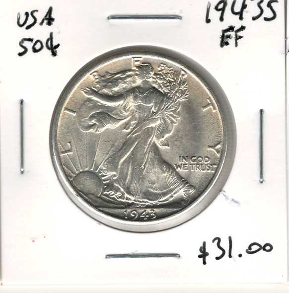 United States: 1943S 50 Cent EF40