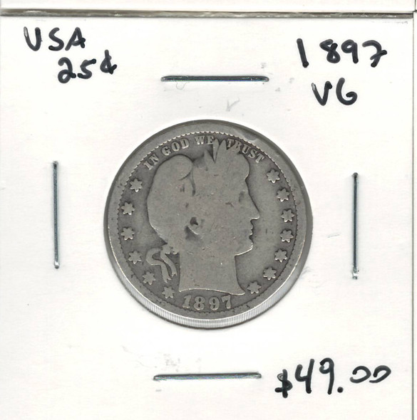 United States: 1897 25 Cent  VG8
