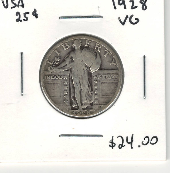 United States: 1928   25 Cent  VG8
