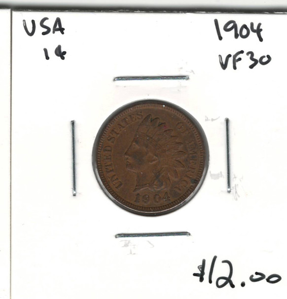 United States: 1904 1 Cent VF30