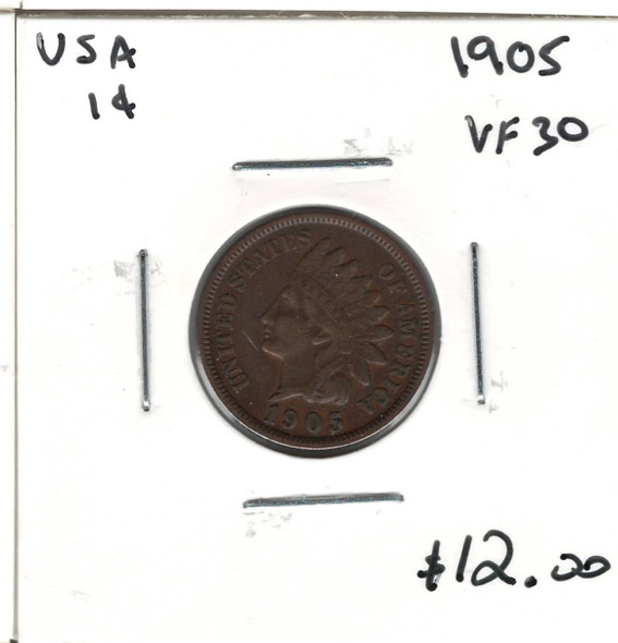 United States: 1905 1 Cent  VF30