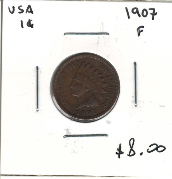 United States: 1907 1 Cent F12