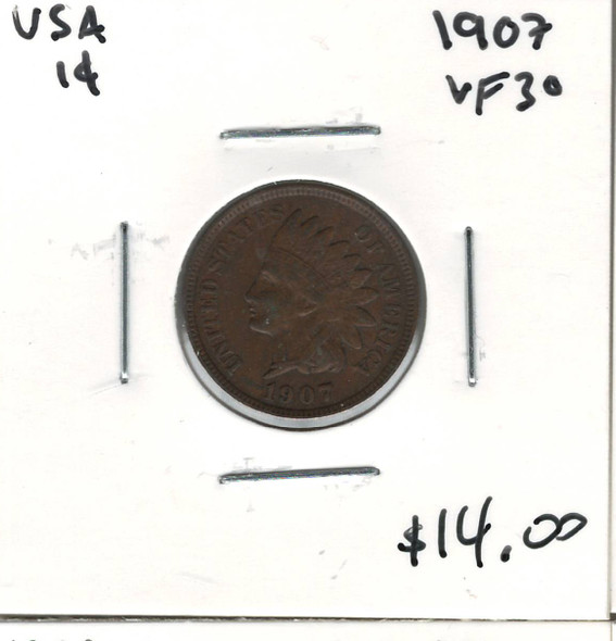 United States: 1907 1 Cent  VF30