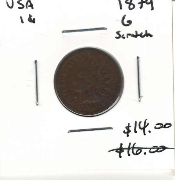 United States: 1879 1 Cent G4 with Scratch United States: 1879 1 Cent G4 with Scratch