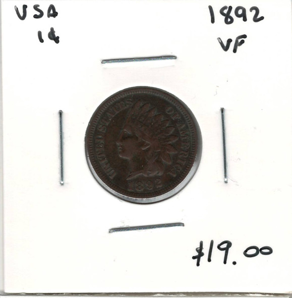 United States: 1892 1 Cent VF20
