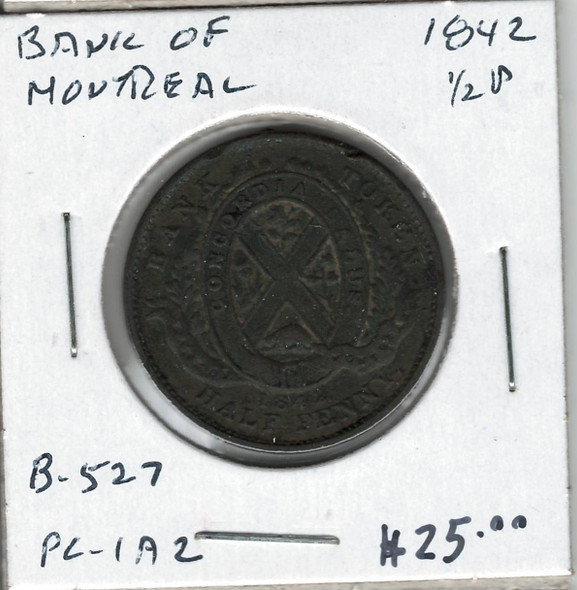 Bank of Montreal: 1842 Half Penny  PC-1A2