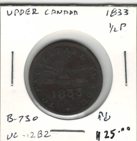 Upper Canada: 1833 Half Penny UC-12B2
