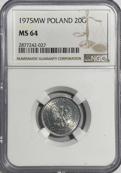 Poland: 1975MW 20 Groszy  NGC MS64