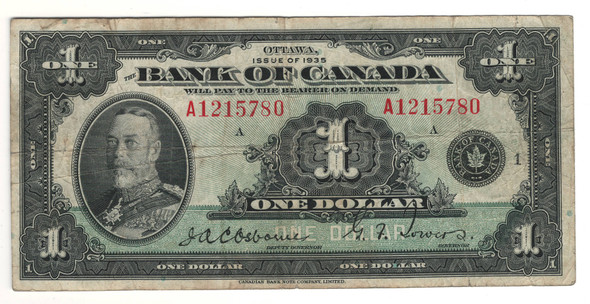 Canada: 1935 $1 Bank of Canada Banknote BC-1a