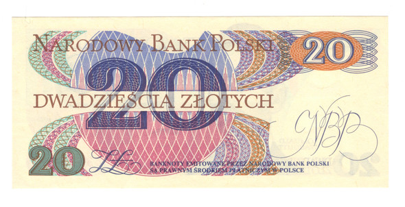 Poland: 1982 20 Zlotych Banknote AL