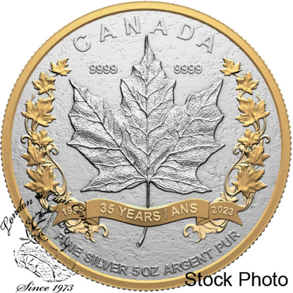 Canada: 2023 $50 35th Anniversary of the Silver Maple Leaf 5 oz Pure Silver Coin Canada: 2023 $50 35th Anniversary of the Silver Maple Leaf 5 oz Pure Silver Coin