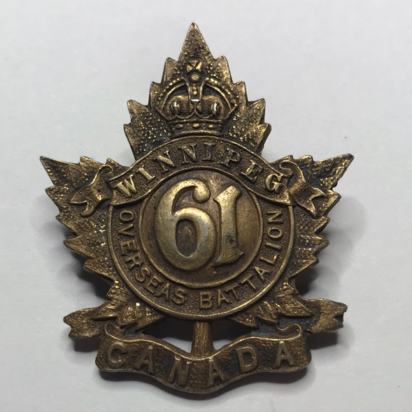 Canada: Winnipeg 61st Overseas Battalion Sterling Sweetheart Pin Canada: Winnipeg 61st Overseas Battalion Sterling Sweetheart Pin