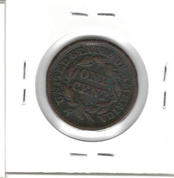 United States: 1845 1 Cent F12 with Rim Nicks