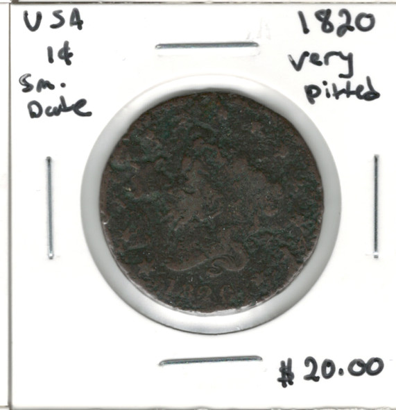 United States: 1820 1 Cent Small Date Very Pitted United States: 1820 1 Cent Small Date Very Pitted