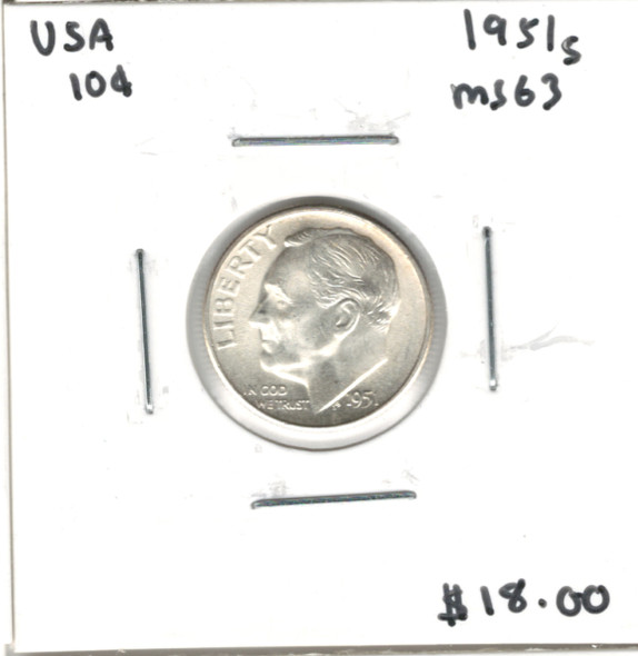 United States: 1951S 10 Cent MS63