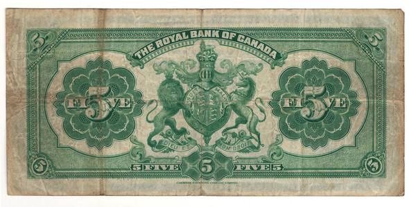 Canada: 1913 $5 Royal Bank of Canada Banknote