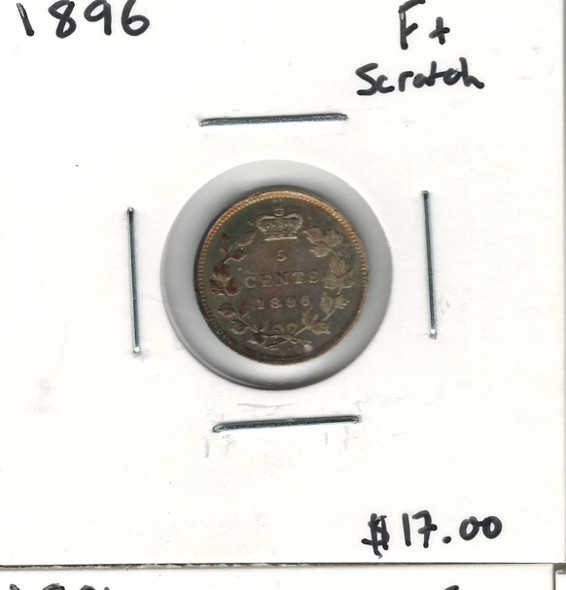 Canada: 1896 5 Cent F15 with Scratch