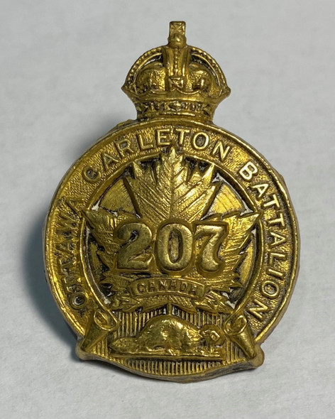 Canada: WWI Ottawa Carleton Battalion 207 Collar Badge