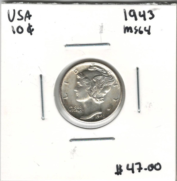 United States: 1943 10 Cent MS64