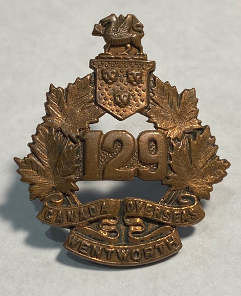 Canada: WWI 129Th Infantry Battalion Wentworth Collar Badge