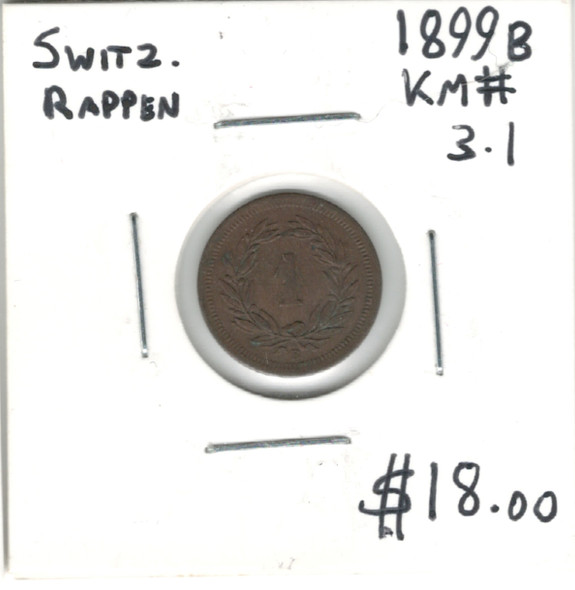 Switzerland: 1899B Rappen