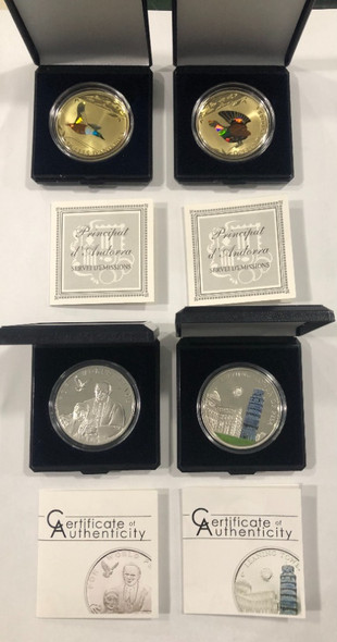World: 2010 - 2012 Sterling Silver Coin Lot with Boxes (4 Pieces) John Paul II Piza World: 2010 - 2012 Sterling Silver Coin Lot with Boxes (4 Pieces) John Paul II Piza