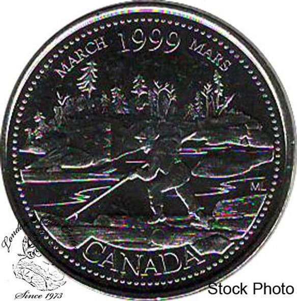 Canada: 1999 March 25 Cent Original Roll (40 Coins)