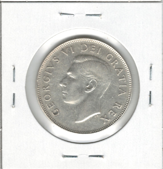 Canada: 1950 50 Cents No Design EF40 with Die Crack