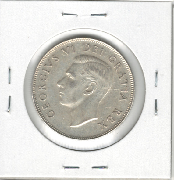 Canada: 1950 50 Cents No Design  EF40 with Die Crack