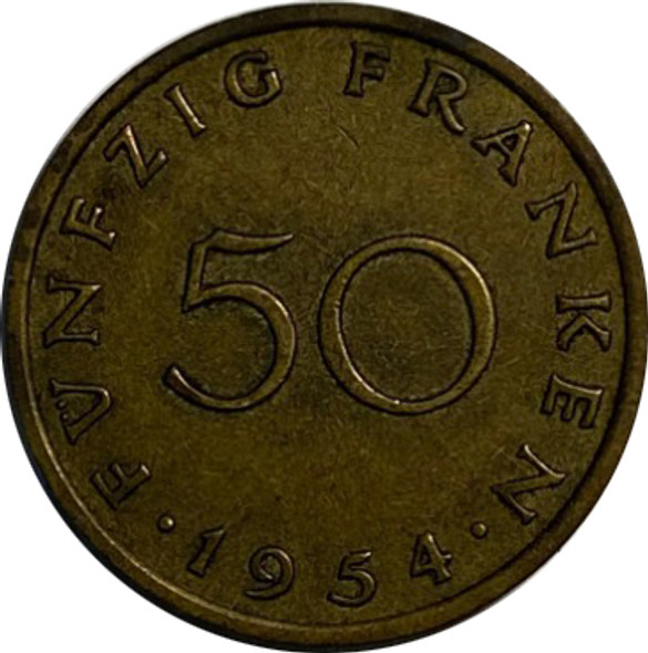 Saarland: 1954 50 Franken