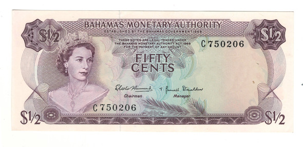 Bahamas: 1968  1/2 Dollar Banknote