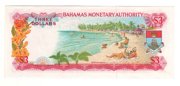 Bahamas: 1968 $3 Banknote