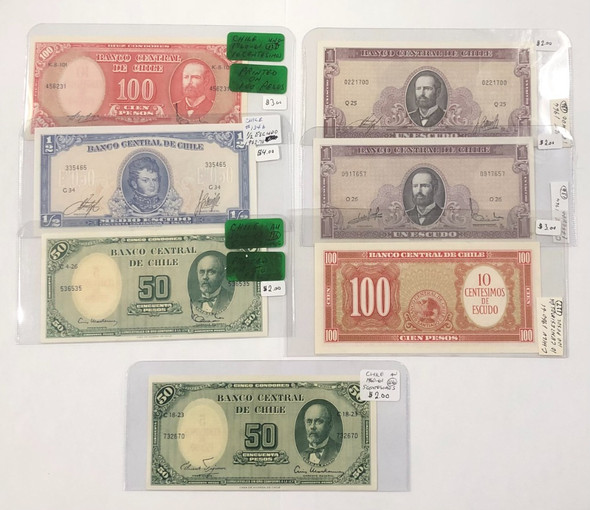 Chile: Banknote Collection Lot (7 Pieces)
