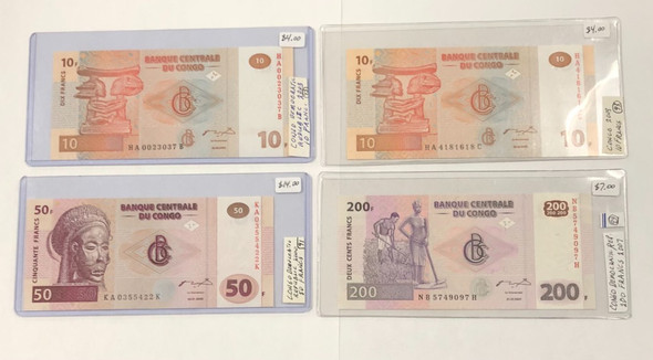 Congo: 2000 - 2007 Banknote Collection Lot (4 Pieces)